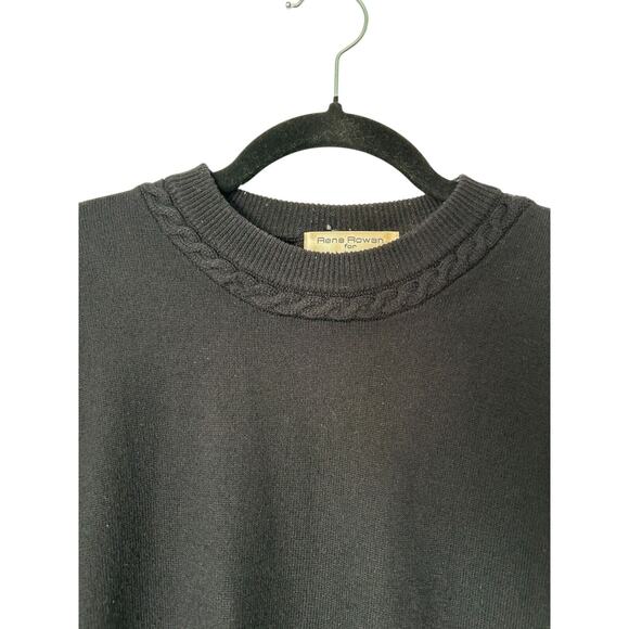 Rena Rowan for Saville Sweater Size M Black Lambswool Blend Long Sleeve Crewneck - Picture 3 of 10